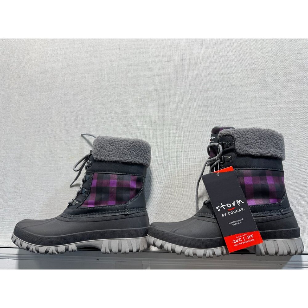 Storm By Cougar Carlisle Womens Winter Boots Charcoal & Orchid Plaid Waterproof